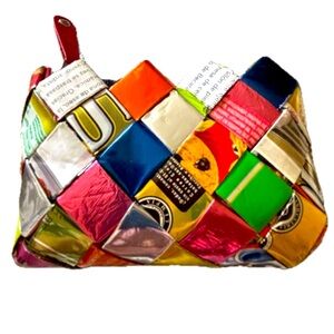 Red and Pink Eco-Friendly Woven Cosmetic Bag